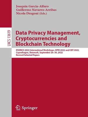 cover image of Data Privacy Management, Cryptocurrencies and Blockchain Technology
